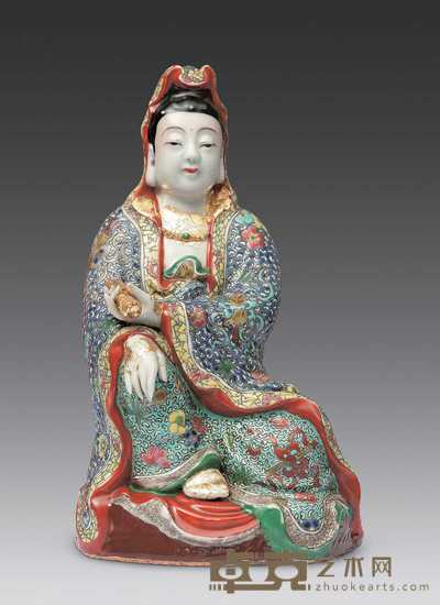 民国 粉彩观音像 高19cm